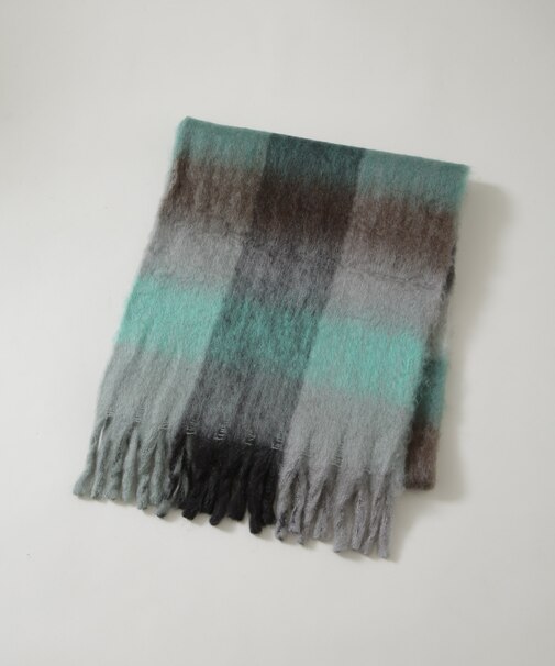 ボリュームフリンジマフラー ／ チェック