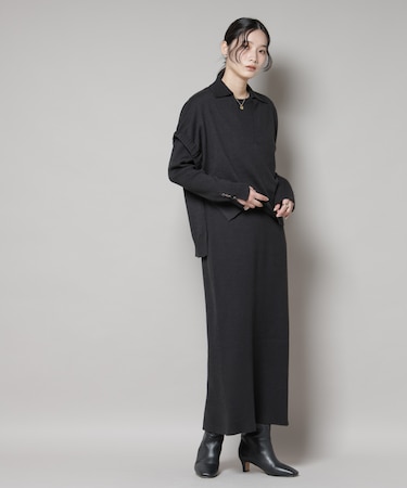 ドロストベスト＋リブニットワンピースセット