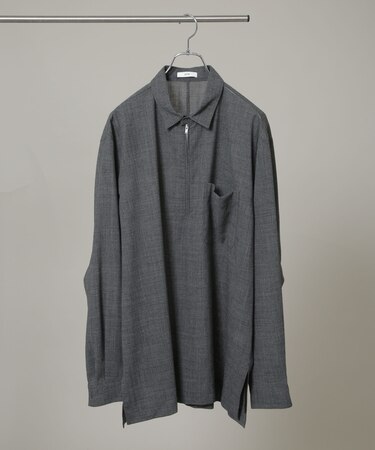ATON／TWIST WOOL WASHER ZIP UP SHIRT