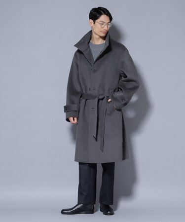 ウールリバースタンドベルテッドコート