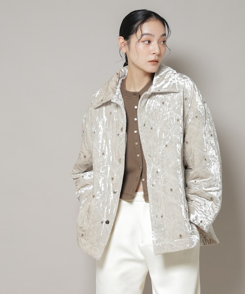 ベロアキルト刺繍ブルゾン｜ナノ・ユニバースの通販｜&mall（アンド