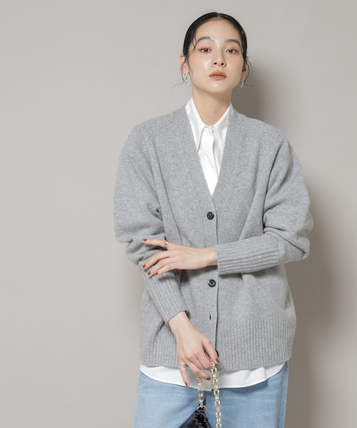 AQUAウールカシミヤVネックカーディガン