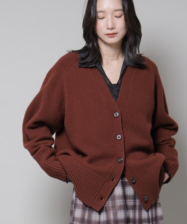 AQUAウールカシミヤVネックカーディガン