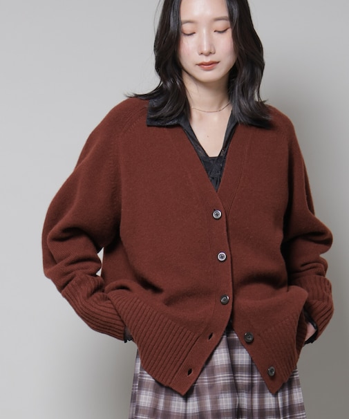 AQUAウールカシミヤVネックカーディガン