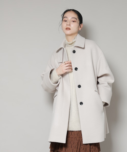 SHIPS any: カシミヤ ミックス スタンドカラー ミドル コート