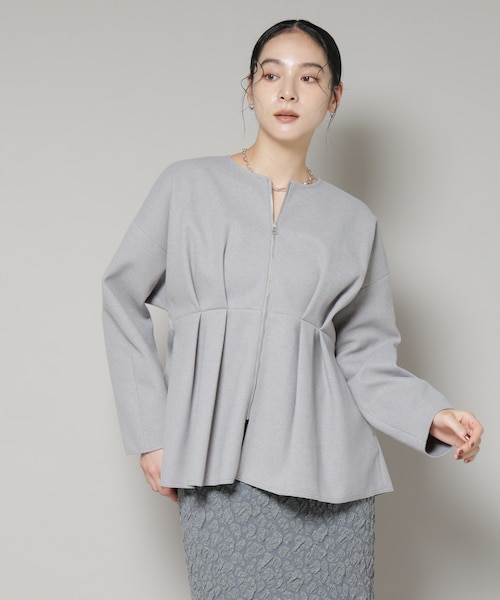 ニードルジャージーペプラムブルゾン｜ナノ・ユニバースの通販｜&mall