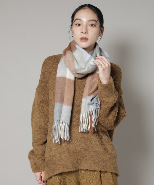 カシミヤチェックストール