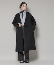 Vネックノーカラーコート