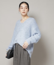 ウールフェザーVネックニットプルオーバー