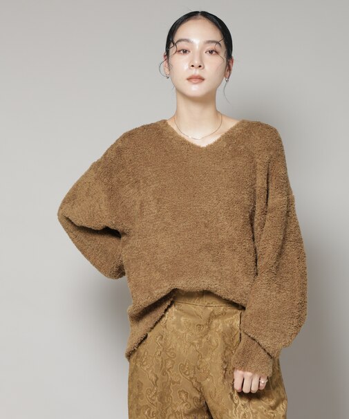 ウールフェザーVネックニットプルオーバー