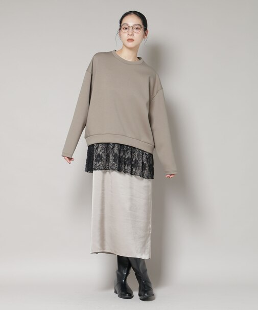 レースレイヤードセットワンピース