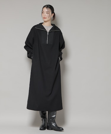 圧縮起毛ハーフジップワンピース