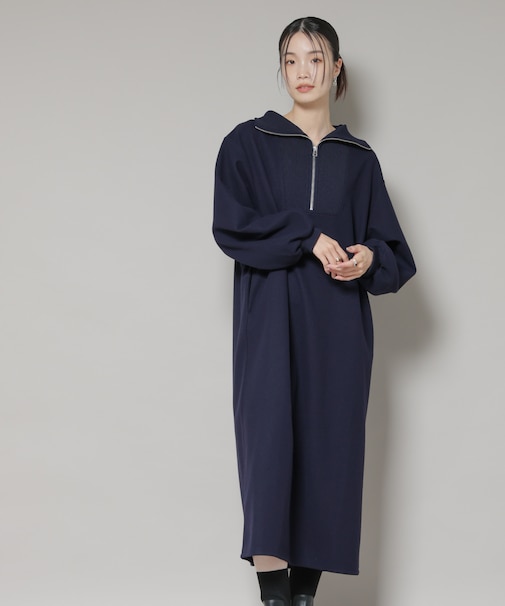 圧縮起毛ハーフジップワンピース