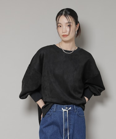 カットスエードサイドスリットワイドプルオーバー(セットアップ可)