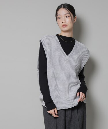 ベロアモールVネックニットベスト