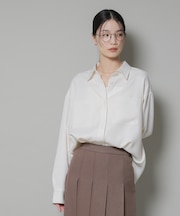 ウールライクポリエステルワイドシルエットシャツ(セットアップ可)