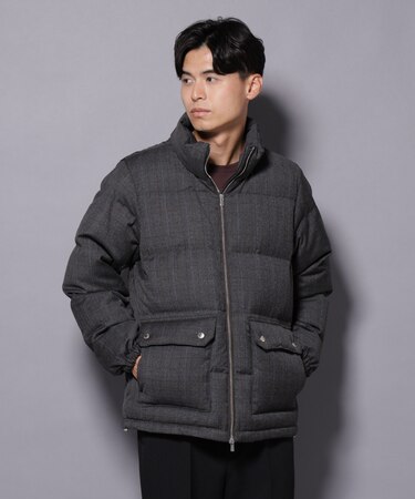 DELEGANTE エアリーサキソニー/グレンチェックTAIONダウンジャケット