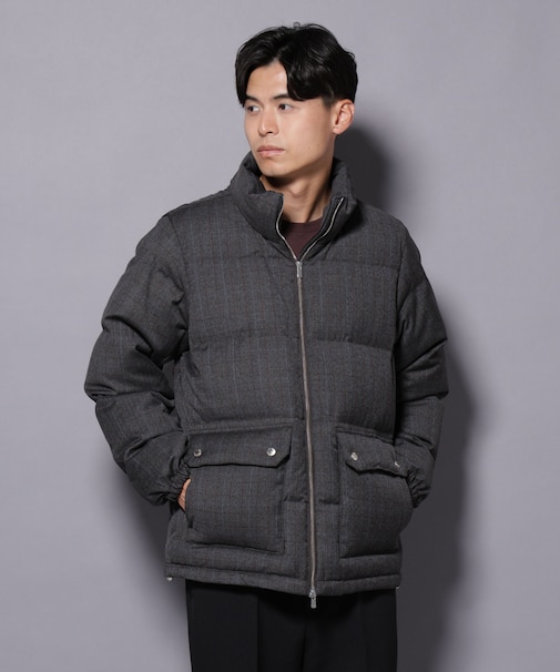 DELEGANTE エアリーサキソニー/グレンチェックTAIONダウンジャケット