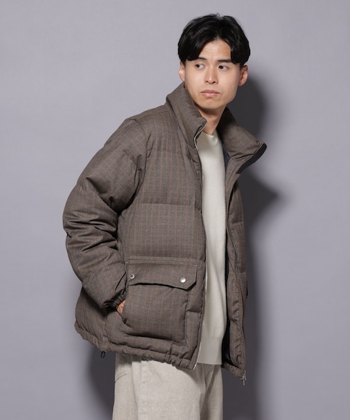 DELEGANTE エアリーサキソニー/グレンチェックTAIONダウンジャケット