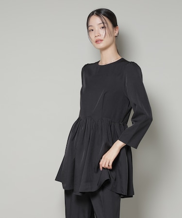 troisieme chaco／TWILL ペプラムトップス(セットアップ可)