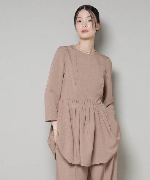 troisieme chaco／TWILL ペプラムトップス(セットアップ可)