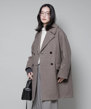 オーバーサイズポケットチェックコート