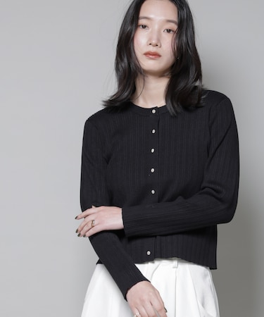 ホホバオイル加工ランダムリブカーディガン