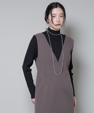 ホホバオイル加工ランダムリブタートルニット