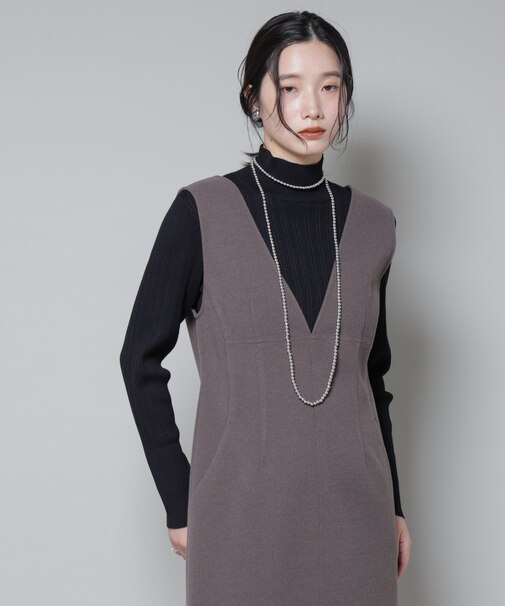 ホホバオイル加工ランダムリブタートルニット