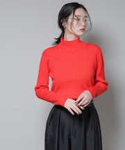 ホホバオイル加工ランダムリブタートルニット