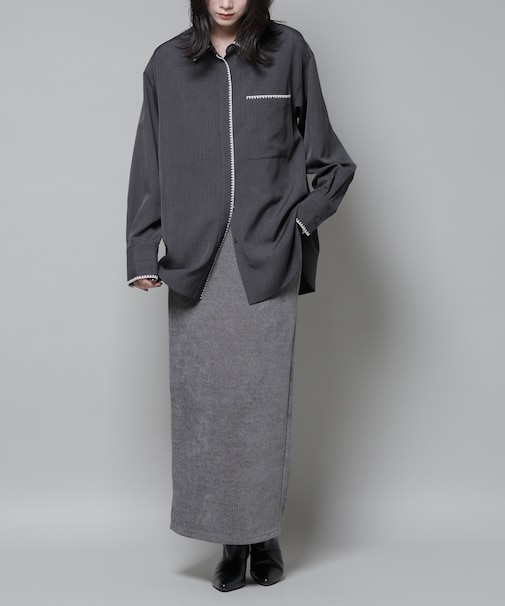 起毛リブカットタイトロングスカート