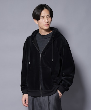 クロコ加工フリース ZIPパーカ