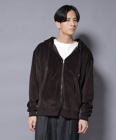 クロコ加工フリース ZIPパーカ