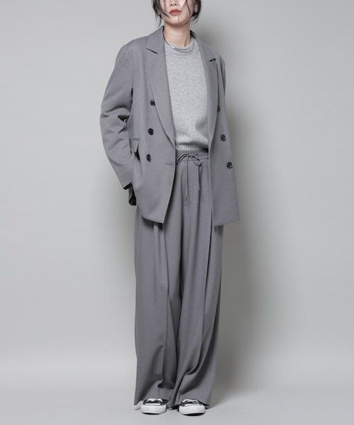 ストレッチサージピンタックイージーワイドパンツ(セットアップ可)