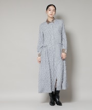 フリンジジャガードナローシャツワンピース