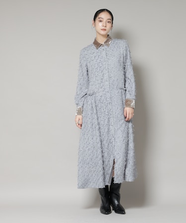 フリンジジャガードナローシャツワンピース