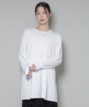 サーモジャージーウエスト切り替えギャザープルオーバー