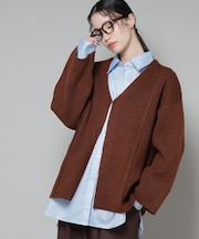 総針ニットジャケットカーディガン