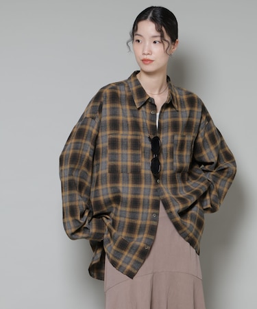 オーバーサイズチェックシャツ