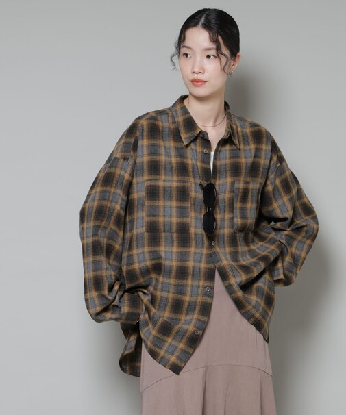 オーバーサイズチェックシャツ