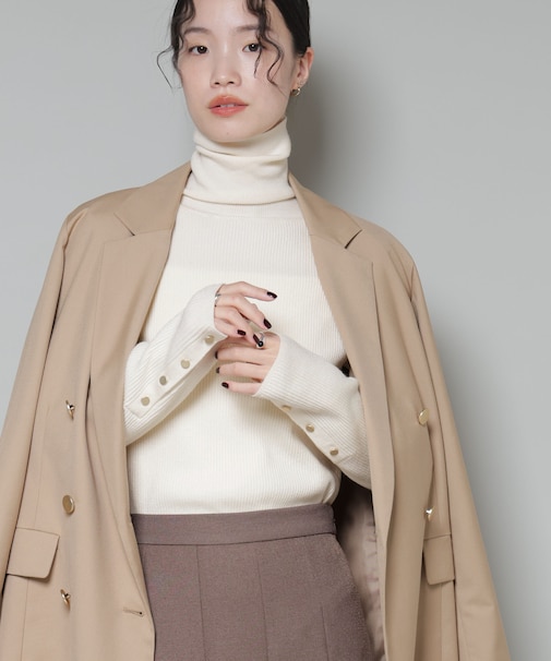 洗濯機洗可メタルボタンリブニット