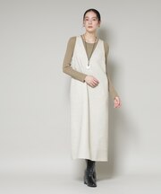 ツイードIラインワンピース×シアーリブニットセット