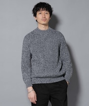 コットンMIXバルキーモックネックニット