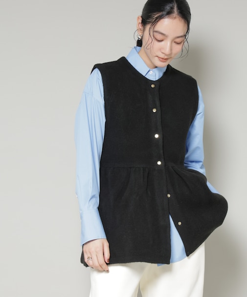 ダブルフェイスペプラムニットベスト