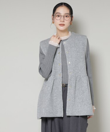 ダブルフェイスペプラムニットベスト