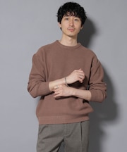 コットンMIXバルキーカノコクルーネックニット