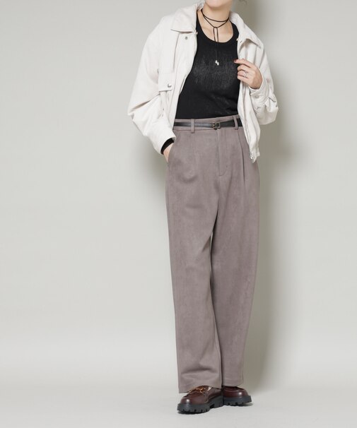 フェイクスエードタックパンツ