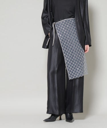 スパンコールビーズ刺繍ラップスカート