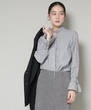 ストライプフリルシャツ