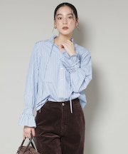 ストライプフリルシャツ